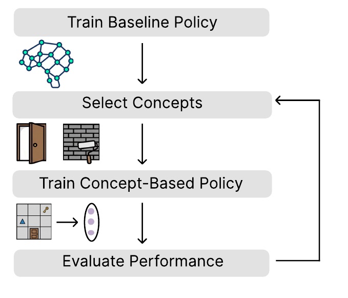 Standard pipeline for training concept-based policies
